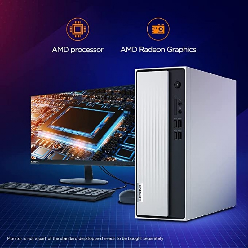 Lenovo IdeaCentre 3 Desktop (AMD Ryzen 3 3250U/8GB/1TB HDD + 256GB SSD/Windows 11/Integrated AMD Radeon Graphics/WiFi 5/Bluetooth 5.0/Mineral Grey), 90MV00HBIN - Image 3