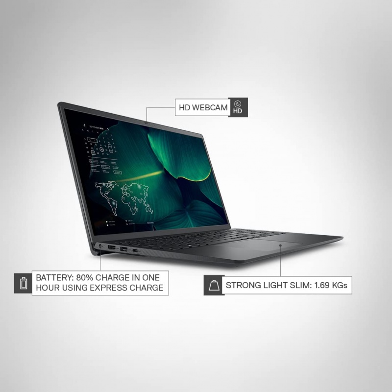 Dell New 15 PQC-N5030 Intel Inspiron 3510 15.6 inches HD Display Laptop (4GB, 256GB SSD, Windows 11 + MS Office'21, Integrated Graphics, Carbon Black (D560717WIN9B), 1.8Kg) - Image 3