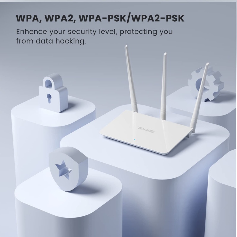 Tenda F3 300Mbps Wireless Router with 3 External Antennas - White - Image 3