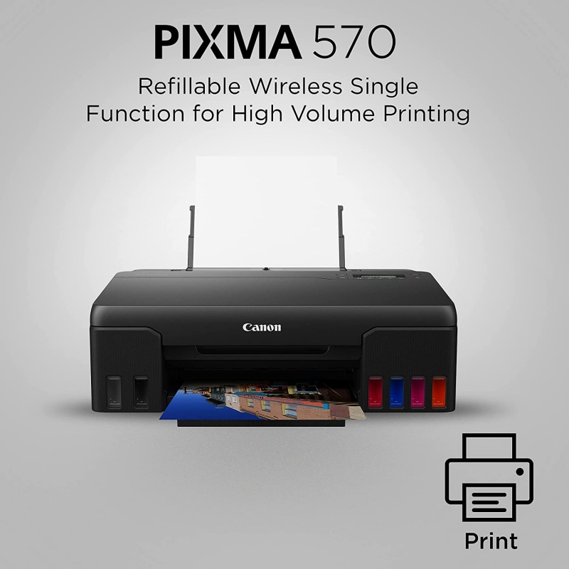 Canon PIXMA G570 Single Function (Print only) 6-Colour Inktank Wi-Fi Photo Printer - Image 6