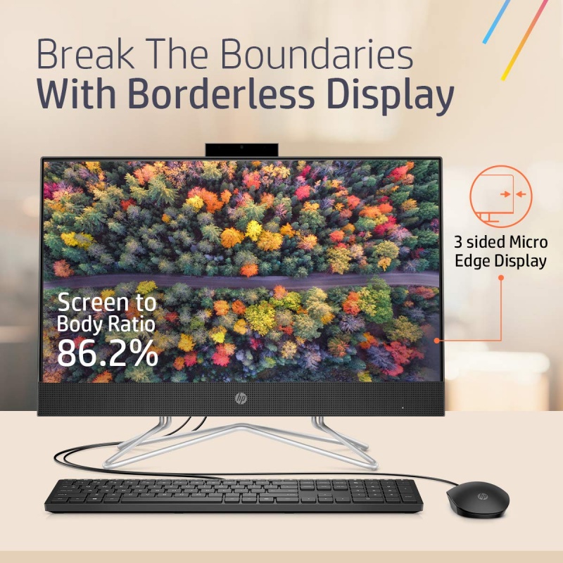 HP All-in-One 22 -inch(54.6 cm) FHD Desktop (AMD Ryzen 3-3250U/4GB/1TB HDD/Win 11/MS Office 2019/AMD Radeon Graphics), 22-dd0201in, Jet Black - Image 3