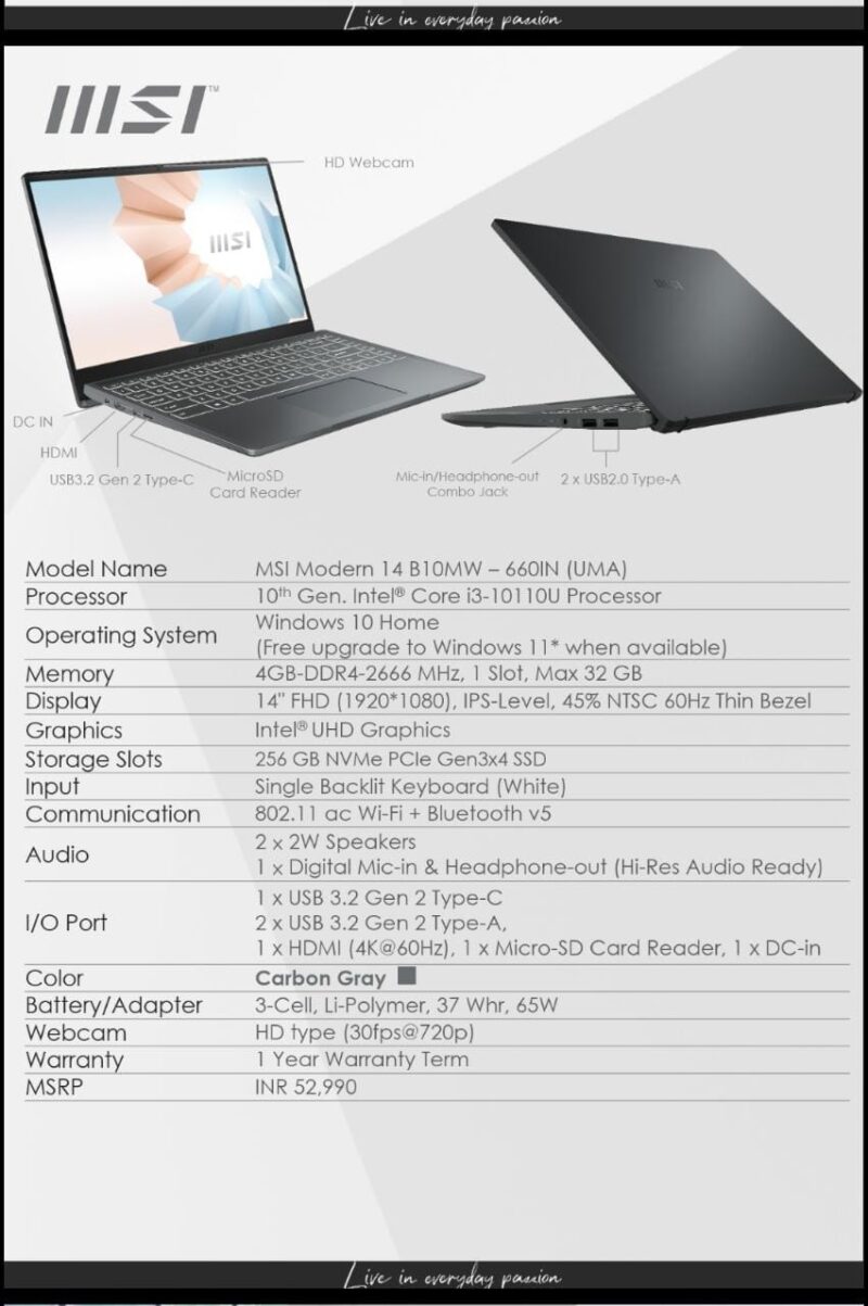 New Laptop MSI LAUNCH i3 10th gen & with SSD ( 180° rotation & BACKLIGHT ) - Image 4